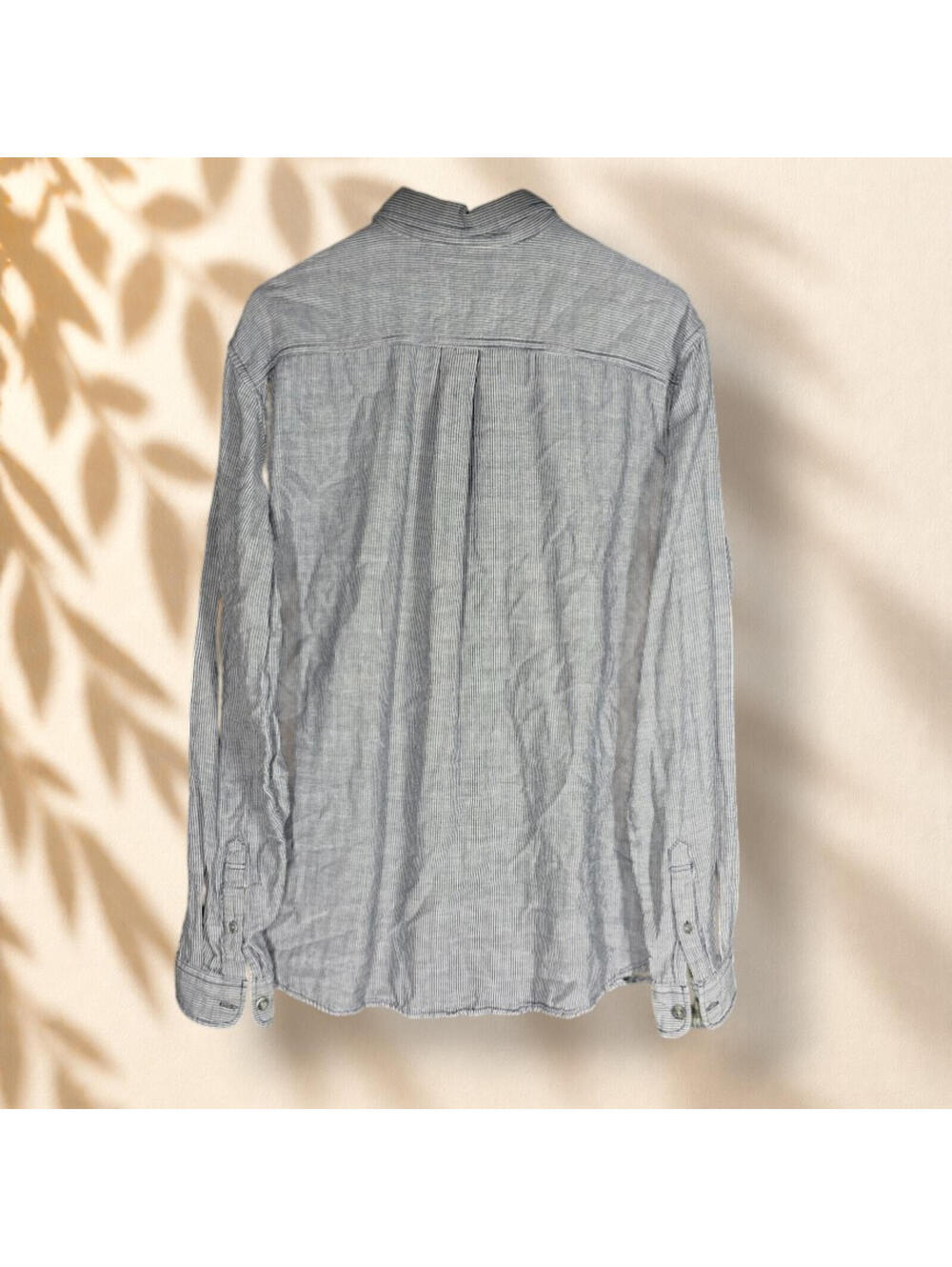 Eddie Bauer Shirt Men TXL Tall Gray Striped Button Up Collared Classic Fit